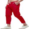 chouyatou Men's Casual Drawstring Straight Fit Beach Linen Capri Pants (Small, Red) view 2