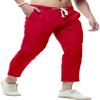 chouyatou Men's Casual Drawstring Straight Fit Beach Linen Capri Pants (Small, Red) view 3