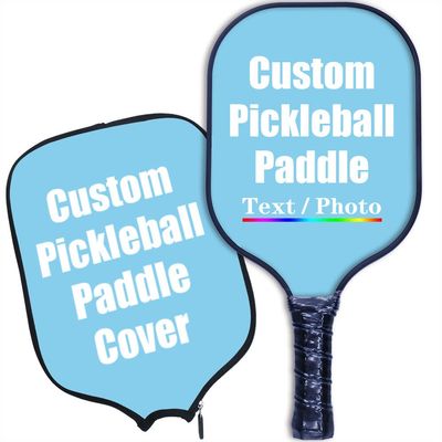iPrint Custom Pickleballs Paddles, Personalized Pickle Ball Rackets, Customized Photo Text Logo, Max Spin & Control, Comfort Cushion Grip, Long Handle Equipment with Paddles Covers, Sky Blue