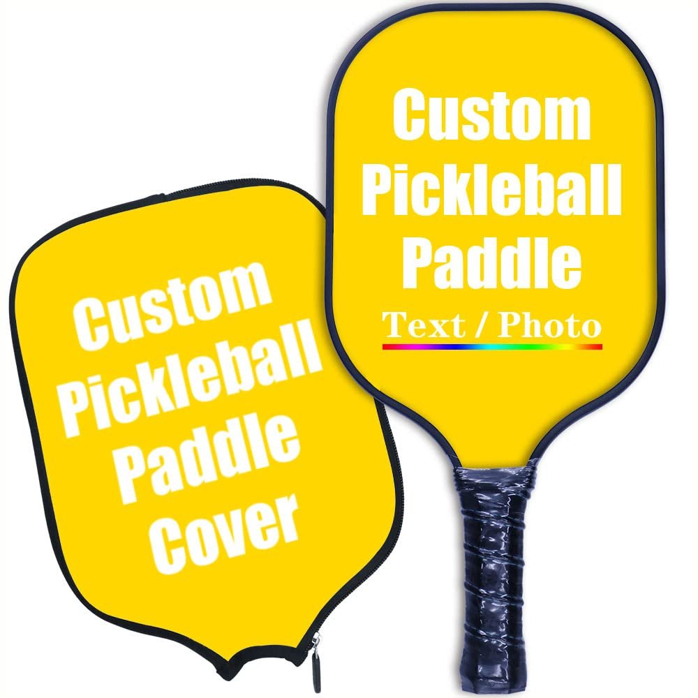iPrint Personalized Custom Pickleballs Paddles Design Your Own, Pickleballs Paddles Customized Photo Text Pickleballs Rackets with Paddles Covers, Gold