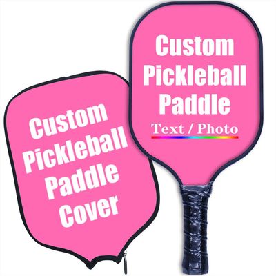 iPrint Custom Pickleballs Paddles, Personalized Pickle Ball Rackets, Customized Photo Text Logo, Max Spin & Control, Comfort Cushion Grip, Long Handle Equipment with Paddles Covers, Hot Pink