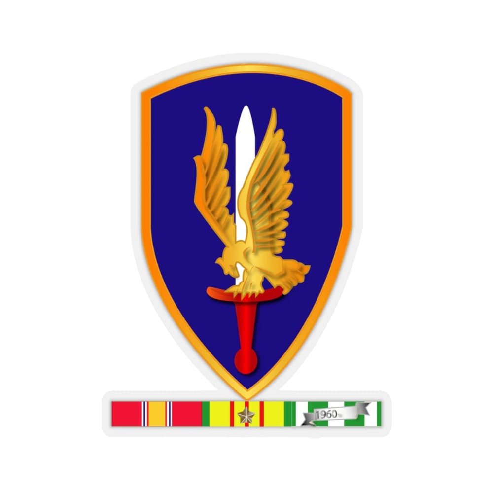 Kiss-Cut Stickers - Army - 1st Aviation Brigade Vietnam w SVC wo Txt (6"x6", White)