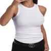 GEMBERA Womens Sleeveless Racerback High Neck Basic Ribbed Knit Fitted Tank Top White S view 1