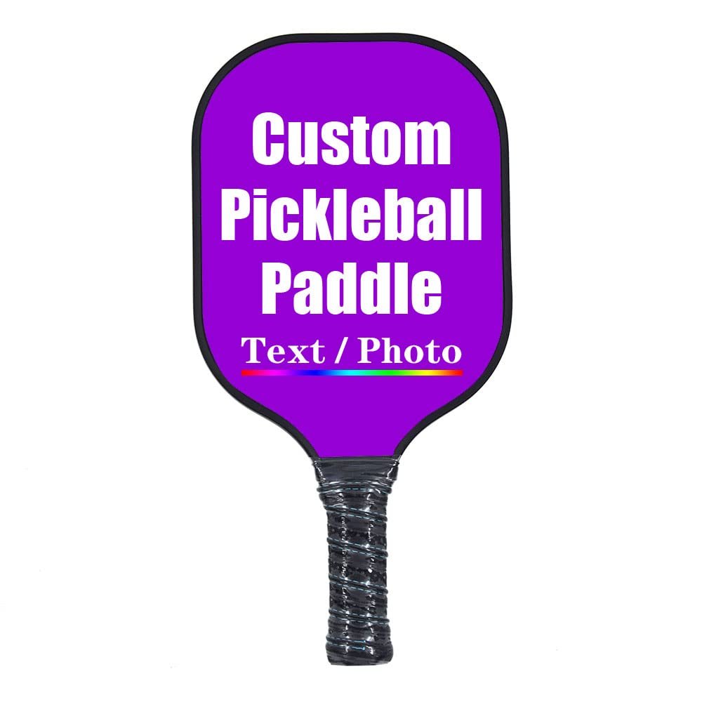 iPrint Custom Pickleballs Paddles, Personalized Pickle Ball Rackets, Customized Photo Text Logo, Max Spin & Control, Comfort Cushion Grip, Long Handle Equipment, Dark Violet
