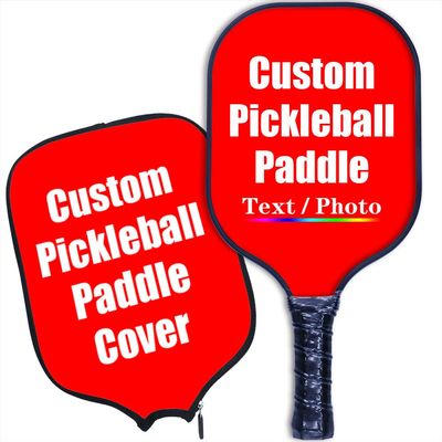 iPrint Custom Pickleballs Paddles, Personalized Pickle Ball Rackets, Customized Photo Text Logo, Max Spin & Control, Comfort Cushion Grip, Long Handle Equipment with Paddles Covers, Red