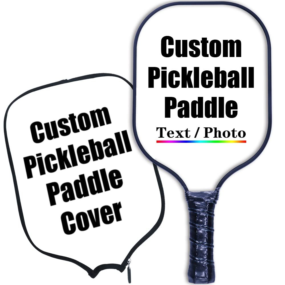 iPrint Personalized Custom Pickleballs Paddles Design Your Own, Pickleballs Paddles Customized Photo Text Pickleballs Rackets with Paddles Covers, White