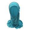 Girls Muslim Hijab Floral Lace Head Scarf Islamic Arab Scarf Shawls Head Wrap with Flowers Rhinestones for Girls view 3