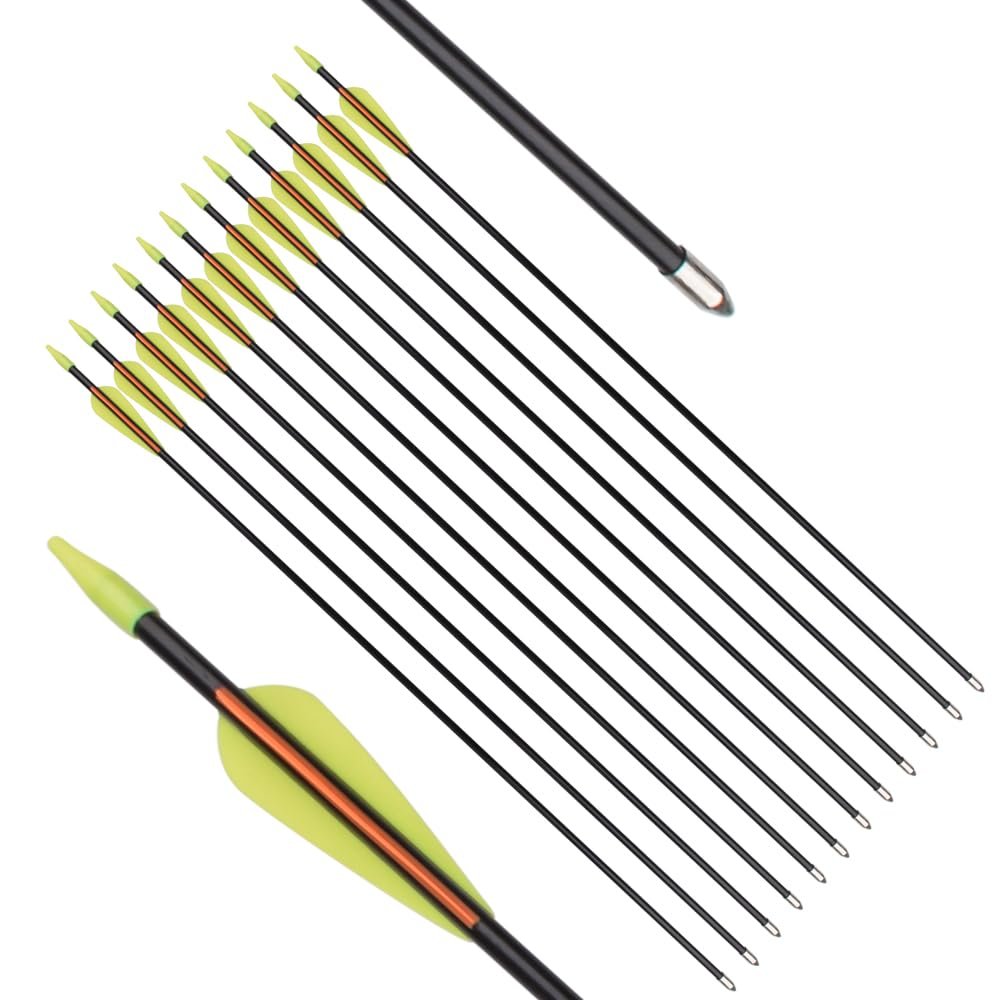 Archery Practice Fiberglass Arrows 24 Inch Target Shooting Safetyglass Recurve Bows Suitable for Youth Children Woman Beginner 6PCS