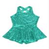 TiaoBug Kids Sequined Modern Tap Dress Criss Cross Back Jazz Ballet Leotard Shorts Dance Wear Performance Costumes Lake Green 16 view 3