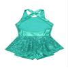 TiaoBug Kids Sequined Modern Tap Dress Criss Cross Back Jazz Ballet Leotard Shorts Dance Wear Performance Costumes Lake Green 16 view 4