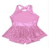 TiaoBug Kids Sequined Modern Tap Dress Criss Cross Back Jazz Ballet Leotard Shorts Dance Wear Performance Costumes Pink 10 view 4