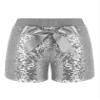 easyforever Girls Boys Athletic Shorts Shiny Sequin Dance Shorts with Bowknot Training Gymnastics Short Hot Pant Silver 1-2 Years view 1