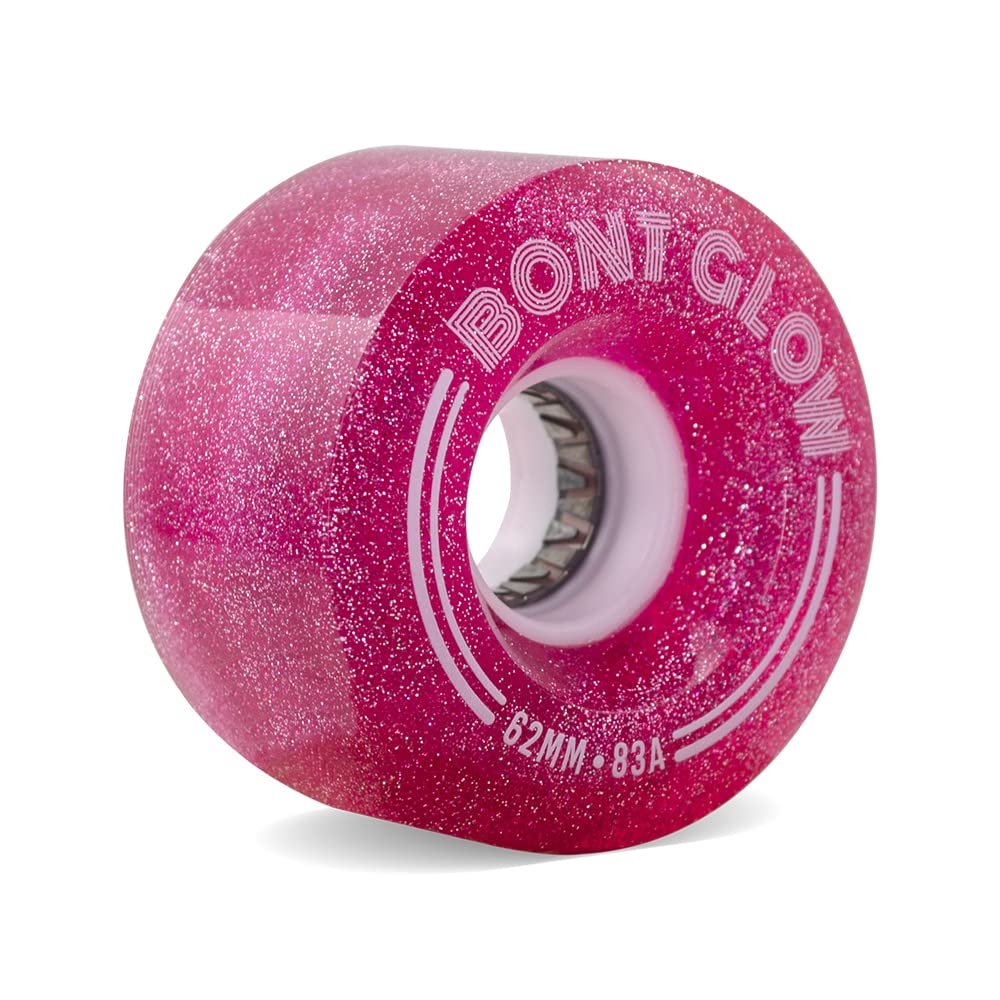 Bont Glow Light Up LED OUTDOOR Roller Skate Wheels  62x35mm 83A | Pack of 4 | For Street and Recreational Skating (Love Letter Pink)