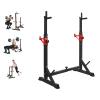 BESTHLS Adjustable Squat Rack Stand with Barbell Rack, Weight Plate Holder, J Hooks,Dip Bar Station for Bench Press Strength Training Max Load 550LBS Suitable for Gym and Home Fitness view 1