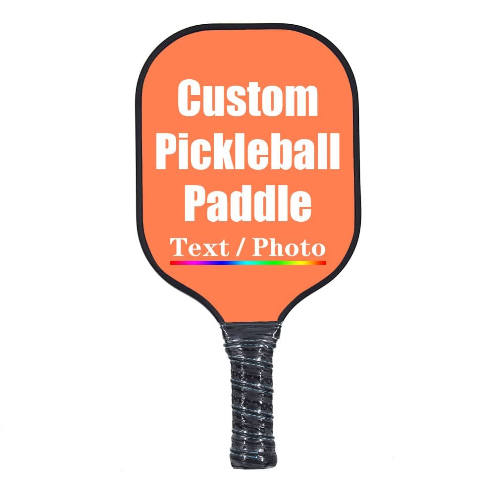 iPrint Custom Pickleballs Paddles, Personalized Pickle Ball Rackets, Customized Photo Text Logo, Max Spin & Control, Comfort Cushion Grip, Long Handle Equipment, Coral