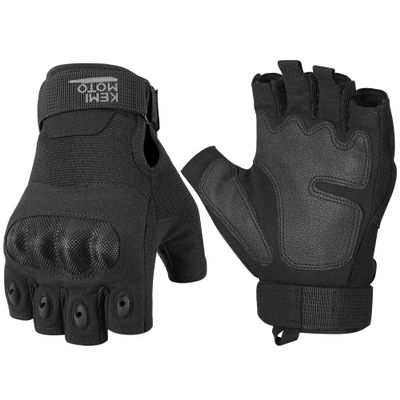 KEMIMOTO Fingerless Tactical Gloves for Men, Motorcycle Gloves for Outdoor Work Sports, Fingerless Cycling Gloves for Hunting Hiking Camping