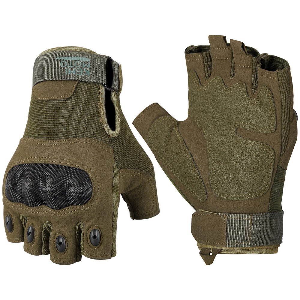 KEMIMOTO Fingerless Tactical Gloves for Men, Motorcycle Gloves for Outdoor Work Sports, for Hunting Hiking Camping