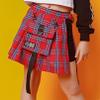 Agoky Kids Girls Stylish Plaid A-line Pleated Skirt Girls School Uniform Skirt Hip Hop Jazz Dance Short Skirts Red 15-16 Years view 2