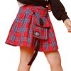 Agoky Kids Girls Stylish Plaid A-line Pleated Skirt Girls School Uniform Skirt Hip Hop Jazz Dance Short Skirts Red 15-16 Years view 3