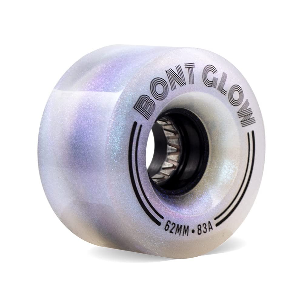 Bont Glow Light Up LED OUTDOOR Roller Skate Wheels 62x35mm 83A | Pack of 4 | For Street and Recreational Skating (Angelic Aqua)