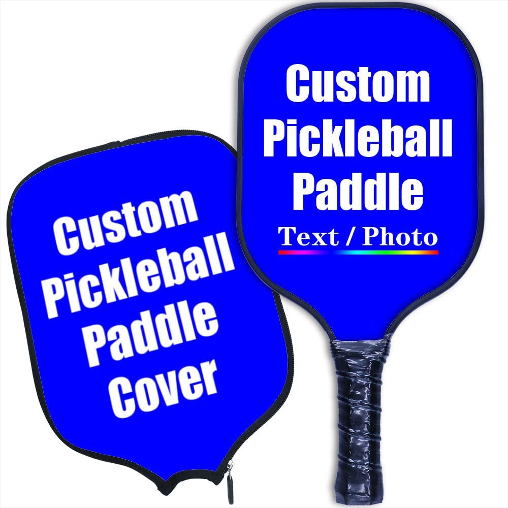 iPrint Personalized Custom Pickleballs Paddles Design Your Own, Pickleballs Paddles Customized Photo Text Pickleballs Rackets with Paddles Covers, Blue