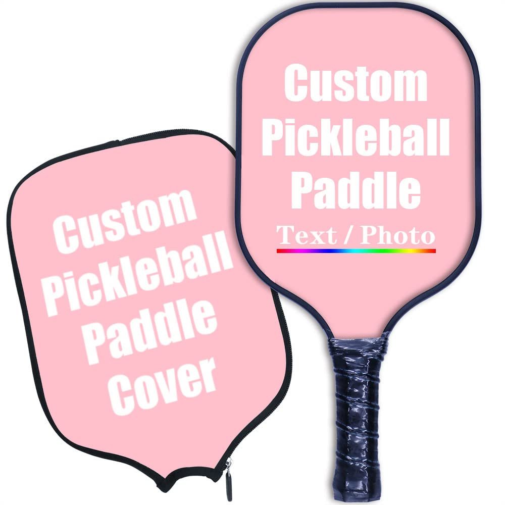 iPrint Custom Pickleballs Paddles, Personalized Pickleballs Paddles with Comfort Grip, Add Your Photo, Text, Logo Paddles with Paddles Covers, Pink