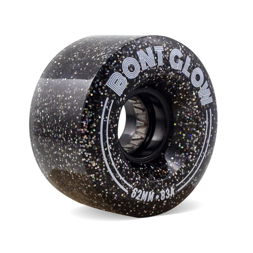 Bont Glow Light Up LED OUTDOOR Roller Skate Wheels  62x35mm 83A | Pack of 4 | For Street and Recreational Skating (Obsidian Black)
