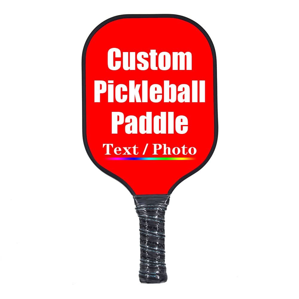 iPrint Custom Pickleballs Paddles, Personalized Pickle Ball Rackets, Customized Photo Text Logo, Max Spin & Control, Comfort Cushion Grip, Long Handle Equipment, Red