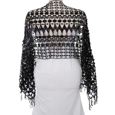 EASEDAILY Women's Shawls and Wraps for Evening Dresses Sparkling Sequin Deco Wedding Scarf Stole with Fringe for Bride