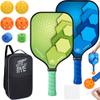 JoncAye Pickleball Paddles Set - 2 Carbon Fiber Rackets, 4 Outdoor Indoor Balls, Carry Case and Overgrips, All-in-One Pickle-Ball Equipment for Adult Beginners Intermediate view 1