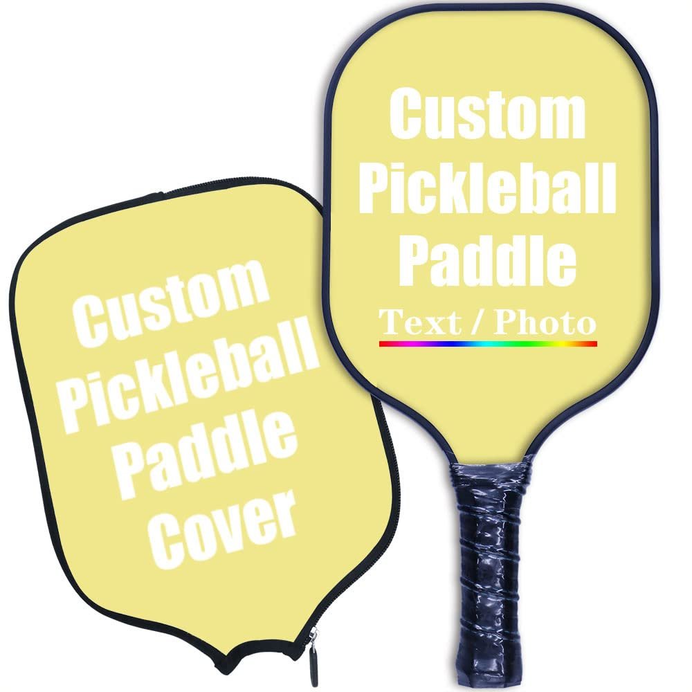 iPrint Custom Pickleballs Paddles, Personalized Pickle Ball Rackets, Customized Photo Text Logo, Max Spin & Control, Comfort Cushion Grip, Long Handle Equipment with Paddles Covers, Khaki
