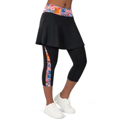 ANIVIVO Skirted Leggings for Women, Capris Skorts Tennis Golf Knee Length Skirted Leggings with Pockets(Pink,XL)