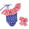 HINTINA Toddler Little Girls 4th Fourth of July One Piece Swimsuits Swimming Suit American Flag Off Shoulder Swimwear Beach Bathing Suit 2-3T view 1
