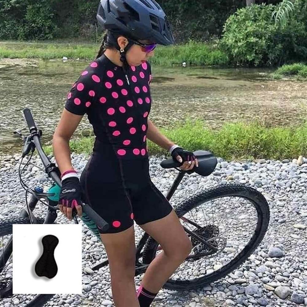 CYTSH Triathlon Set Women's Cycling Suit Short-Sleeved Cycling Jersey Suit Sweat Shirt Racing Jumpsuit With Pockets 9D GEL Pad (Color : 3, Size : XX-Large)