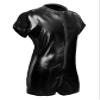 Men's Short Sleeve Jumpsuit Clubwear Zip Up Patent Leather Bodysuit Full Body Wrestling Jockstrap Singlet Side Mesh Patchwork Romper Onesie view 2