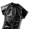 Men's Short Sleeve Jumpsuit Clubwear Zip Up Patent Leather Bodysuit Full Body Wrestling Jockstrap Singlet Side Mesh Patchwork Romper Onesie view 3