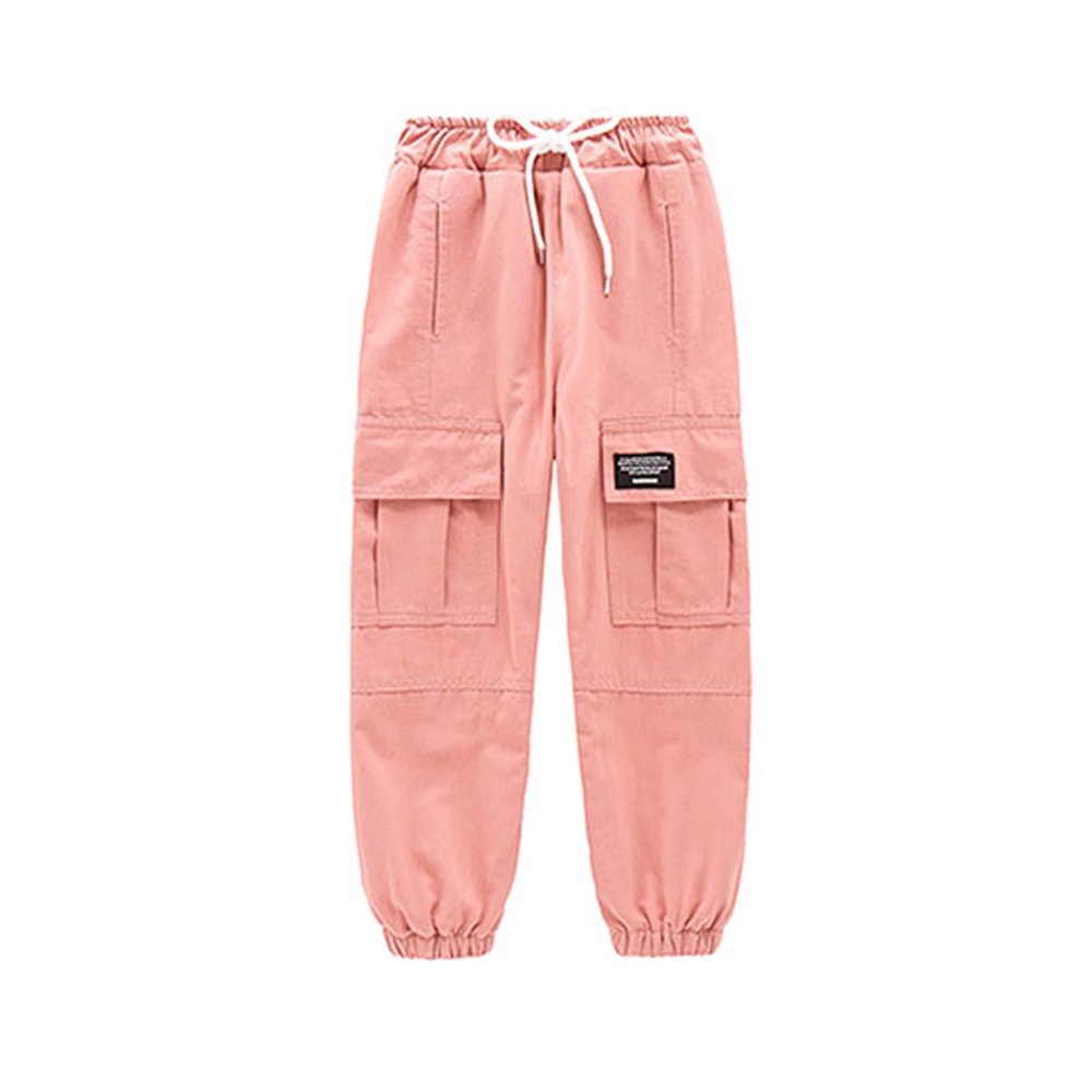 TAIKMD Kids Girls Sweatpants Cargo Jogger Pants Active Sporty Joggers Track Pants Punk Street Dance Trousers (5-6 Years, Pink)