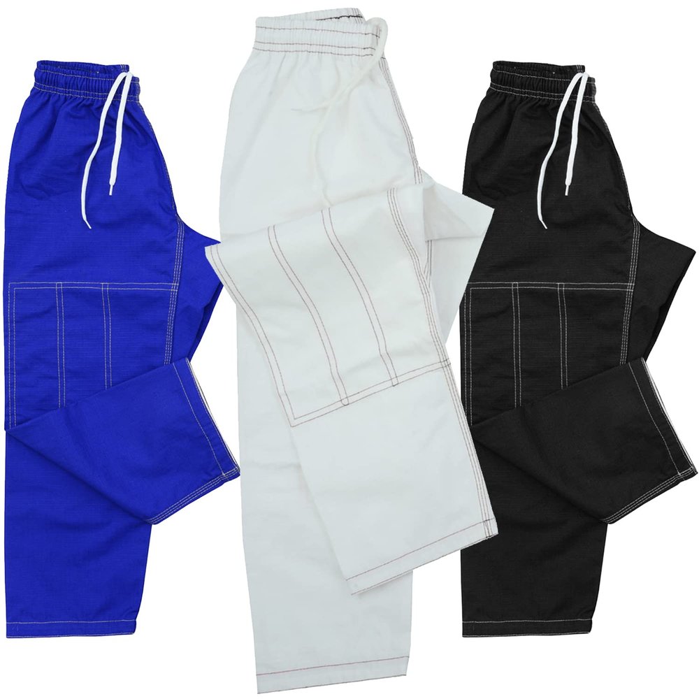 Roar Kids Brazilian Jiu Jitus Gi Pants BJJ Kimono Pants MMA Grappling BJJ Gi Pant Martial Arts and Kick Boxing (C1, White)