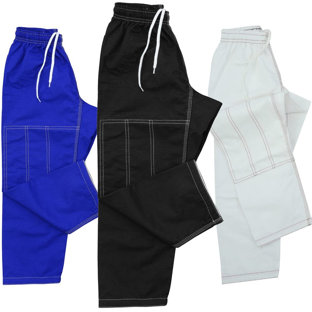 Roar Kids Brazilian Jiu Jitus Gi Pants BJJ Kimono Pants MMA Grappling BJJ Gi Pant Martial Arts and Kick Boxing (C0, Black)