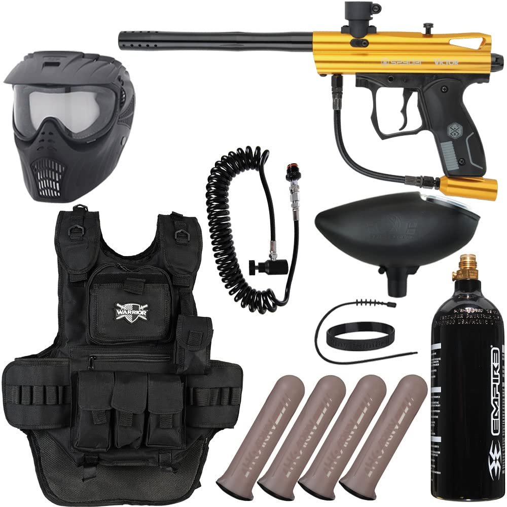 Action Village Kingman Spyder Victor Heavy Gunner Paintball Gun Package Kit (Gloss Gold)