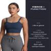 Aoxjox Women's Workout Sports Bras Fitness Yoga Crop Tank Metamorph Twist Back Cami (Navy, X-Small) view 2