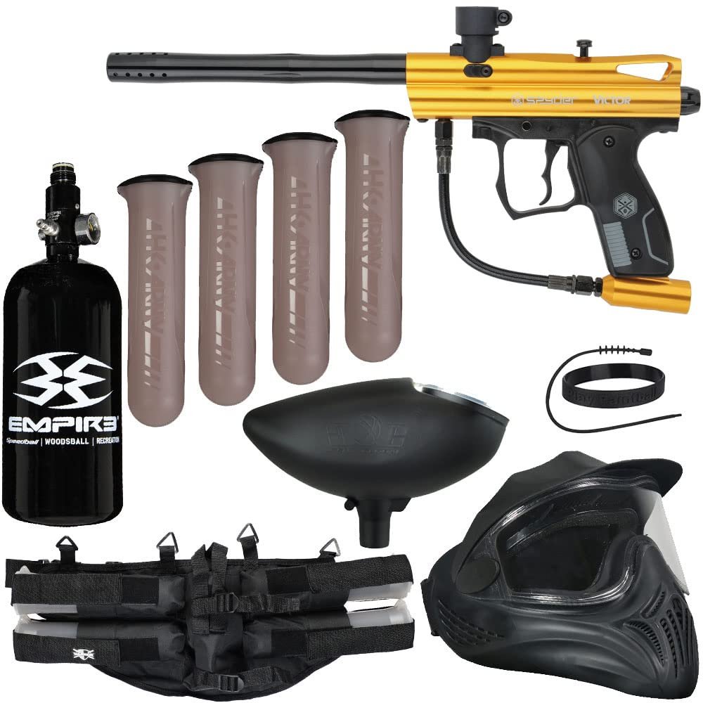 Action Village Kingman Spyder Victor Legendary Paintball Gun Package Kit (Gloss Gold)
