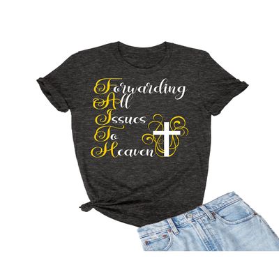 5X-Large Heather Black Unisex Faith Forwarding All Issues to Heaven Jesus Christian T-Shirt