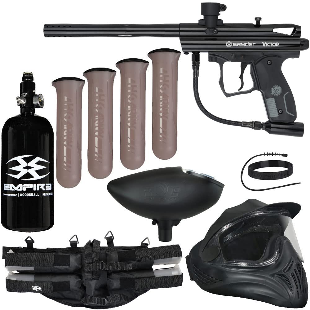 Action Village Kingman Spyder Victor Legendary Paintball Gun Package Kit (Gloss Black)