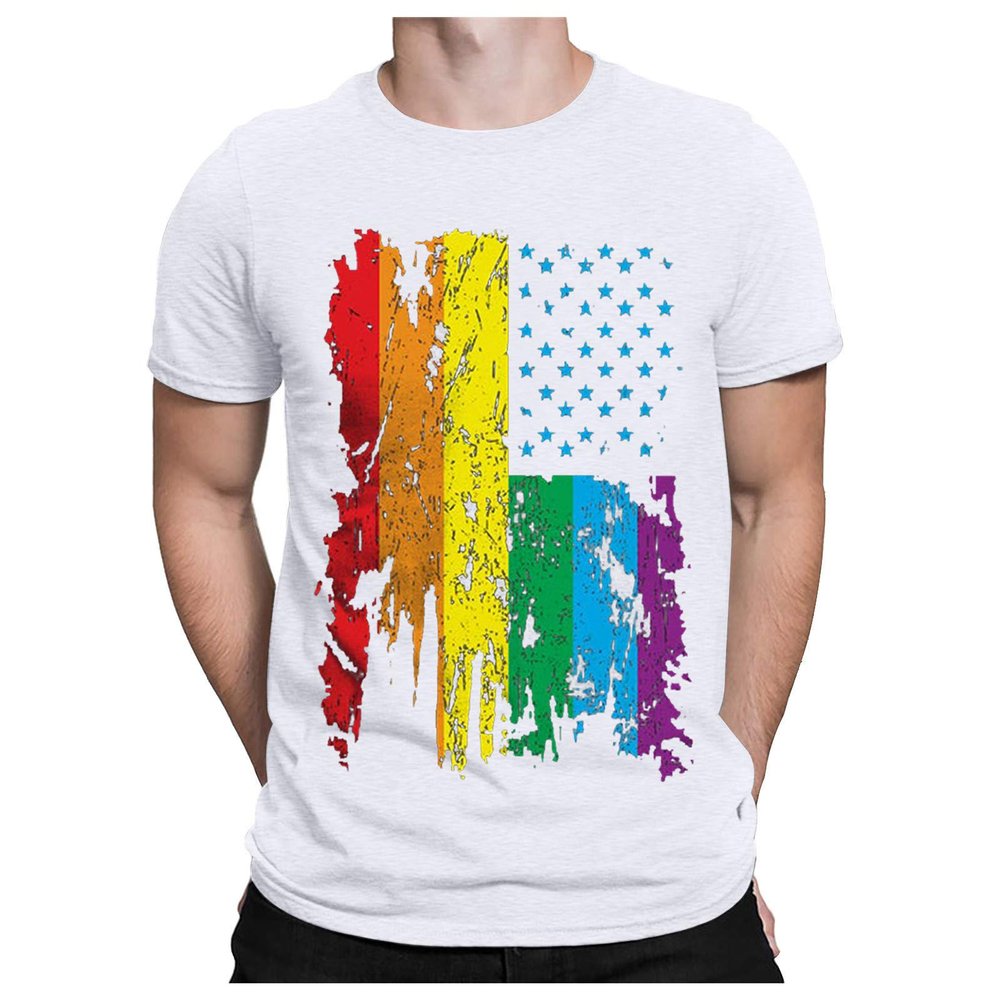 4th of July Men's T-Shirts Big and Tall Slim Fit Distressd Flag Graphic Tees Casual Outdoor Muscle Athletic Tshirts Tops