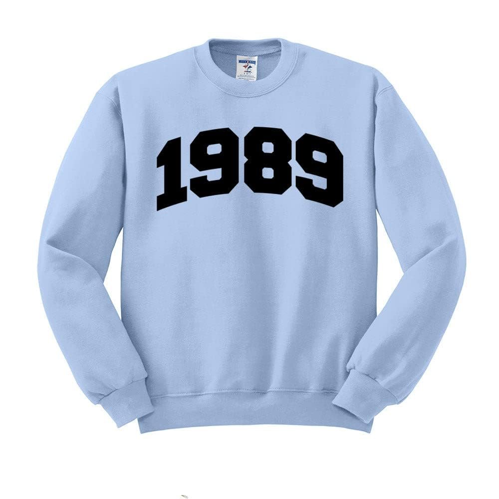 TeesAndTankYou College Style 1989 Sweatshirt Unisex 3X-Large Light Blue