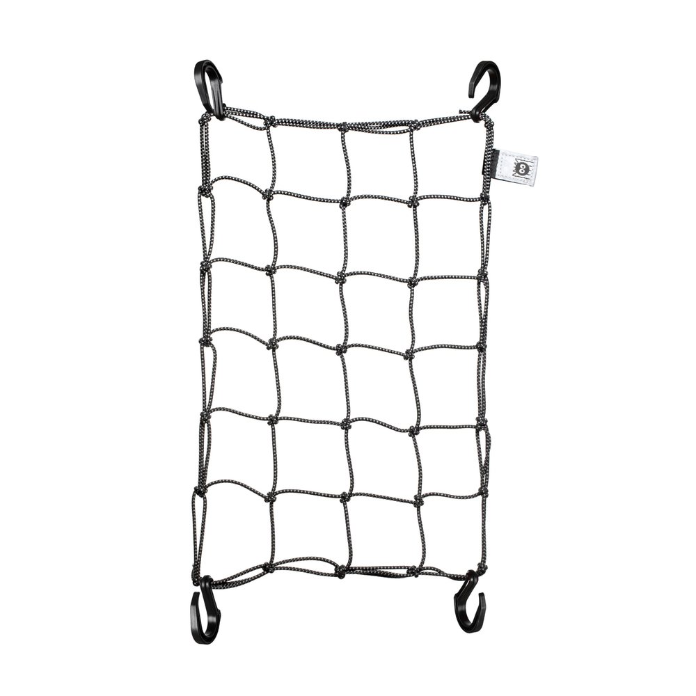 Portland Design Works Cargo Web - Reflective Cargo Netting for Bike Storage, Expandable Bungee Net with Hooks, Bicycle Accessories, Black