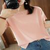Ailaile Womens Short Sleeve Sweaters Tops Summer Thin Pullover Cotton Knit Shirt Crew Neck Lightweight Pointelle Blouse Pink view 2