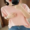 Ailaile Womens Short Sleeve Sweaters Tops Summer Thin Pullover Cotton Knit Shirt Crew Neck Lightweight Pointelle Blouse Pink view 4