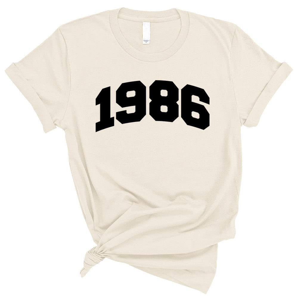 TeesAndTankYou 1986 College Style Shirt Unisex 3X-Large Natural